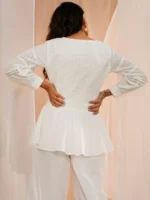 White Cotton A-Line Kurti - Image 3