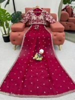 Saree For Womens Bollywood Style Zimmy Choo Organza Silk Fabric On Beautiful Sequance Embrodery Work - Image 3