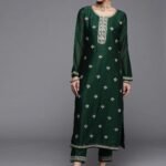Green Yoke Design Silk Kurta